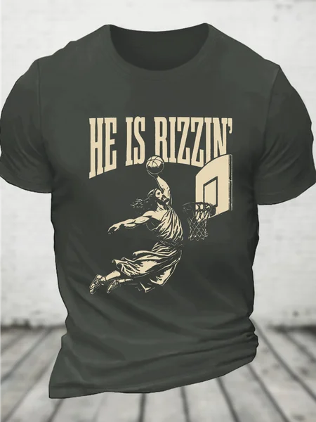 

He Is Rizzin Christian 2 Cotton T-Shirt, Dark gray, T-shirts
