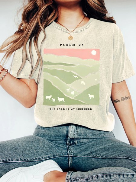 

The Lord Is My Shepherd Christian Vintage Distressed Shirt, Off white, T-shirts
