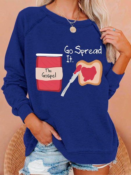 

The Gospel Go Spread It Christian Crew Neck Casual Sweatshirt, Dark blue, Hoodies&Sweatshirts