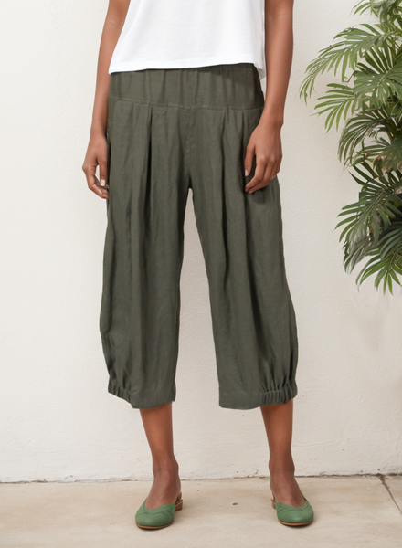

Women's Pants Linen Crumple Effect Harem Pants, Deep green, Pants
