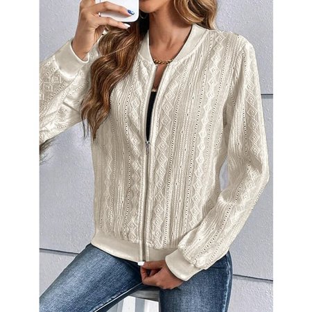 

Women's Plain Regular Regular Fit Jacket, Apricot, Outerwear