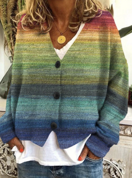 

Casual Striped Wool/Knitting Others Cardigan, Green, Sweaters & Cardigans