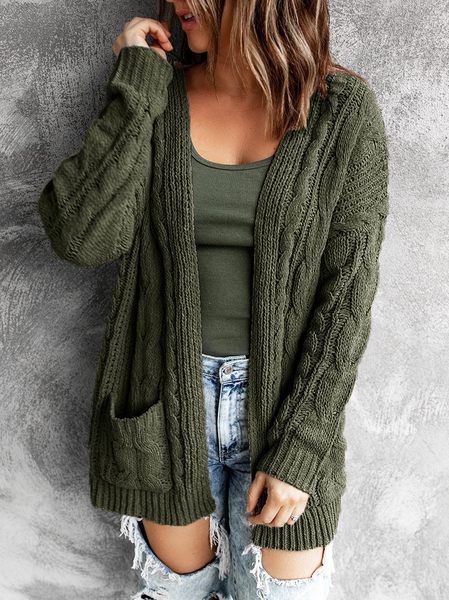 

Women Wool/Knitting Plain Long Sleeve Comfy Casual Cardigan, Army green, Sweaters