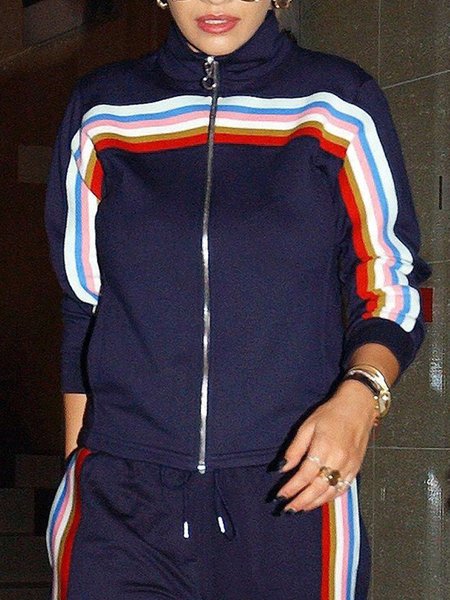 

Casual Split Joint Cross Neck Raglan Sleeves Color Block Sweatshirt, Blue, Hoodies and Sweatshirts