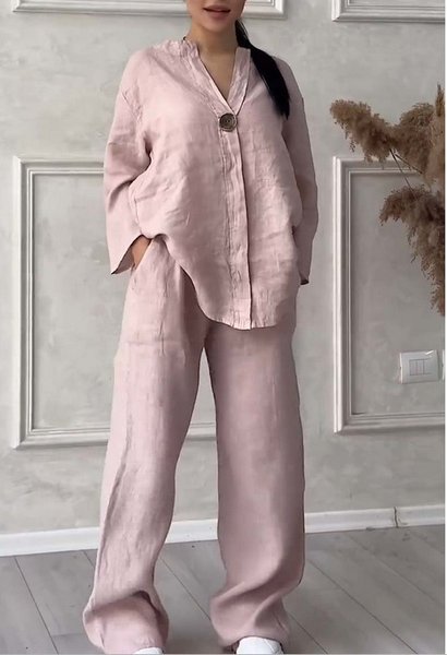 

Loose Casual Hoodie Plain Two-Piece Set, Deep pink, Suits