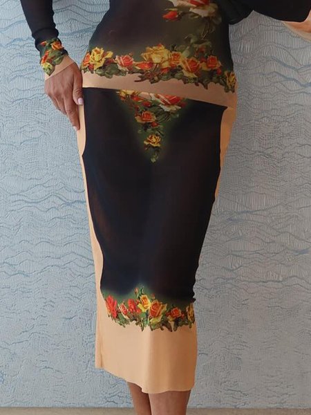 Regular Size Tight Printing Urban Skirt, As picture, Skirts