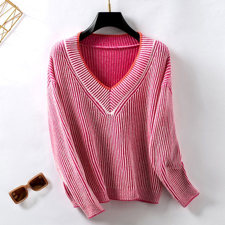 

Women Yarn/Wool Yarn Plain Long Sleeve Comfy Casual Sweater, Rose red, Sweaters