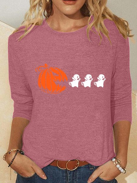 

Halloween Ghost Shirt Pumpkin Halloween Matching Shirt Casual Long Sleeve Shirt, Watermelon, Long sleeves