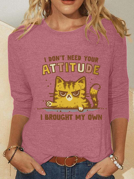 

I Don't Need Your Attitude Casual Long Sleeve Shirt, Watermelon, Long sleeves