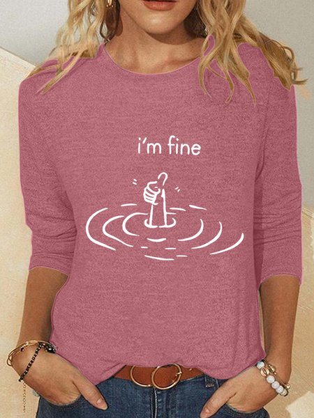 

I'm Fine Casual Long Sleeve Shirt, Watermelon, Long sleeves