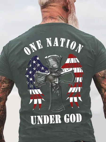

One Nation Under God Back Cotton T-Shirt, Dark gray, T-shirts