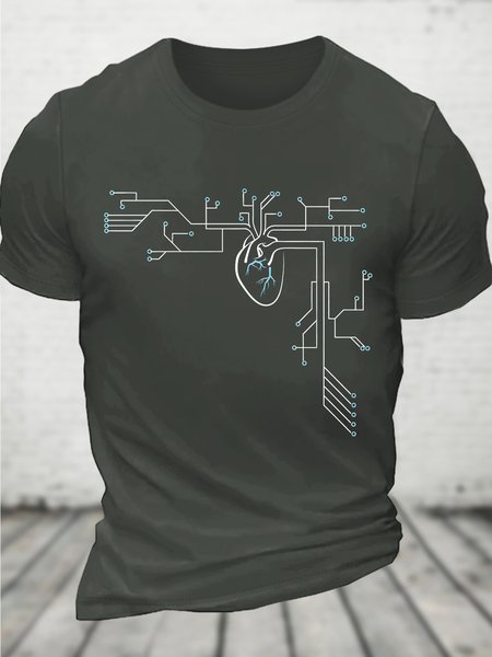 

Heart Circuit Board Geek Cotton T-shirt, Dark gray, T-shirts