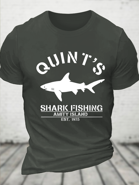 

Quint's Shark Fishing Jaws Print Cotton T-Shirt, Dark gray, T-shirts