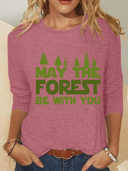

May The Forest Be With You On Casual Long Sleeve Shirt, Watermelon, Long sleeves