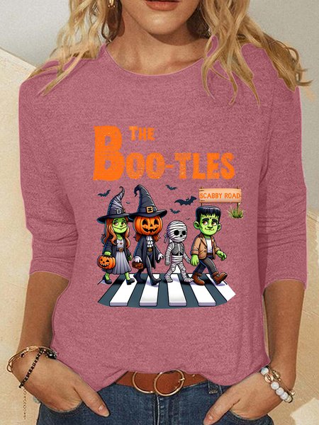 

The Boo-tles Parody Halloween Trick Or Treat Casual Long Sleeve Shirt, Watermelon, Long sleeves
