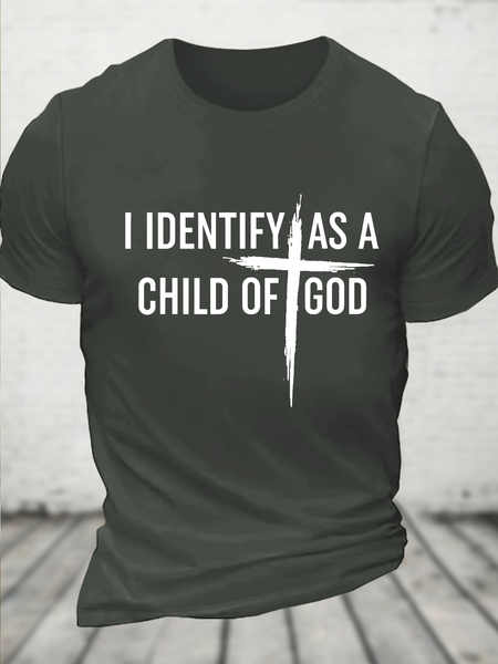 

I Identify As A Child Of God Christian Cotton T-Shirt, Dark gray, T-shirts