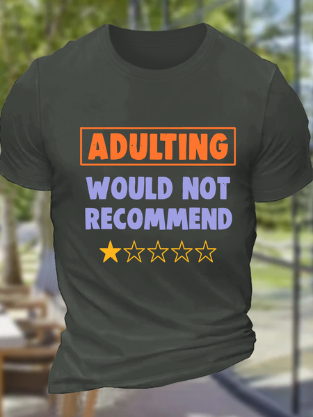 Adulting Would Not Recommend Cotton T-Shirt, Dark gray, Tops
