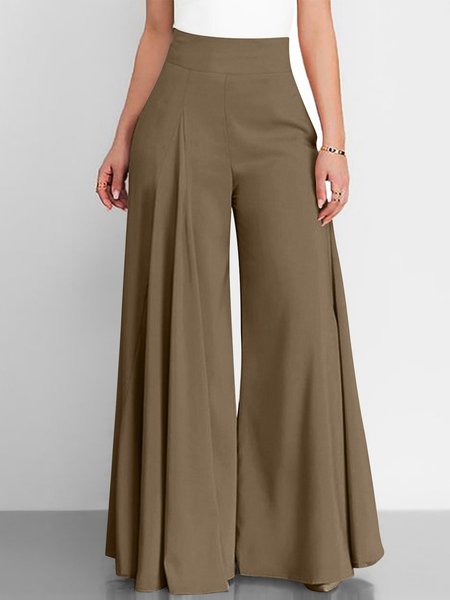 

Women's Trousers Wide Leg Pants Daily Going Out Casual Plain Spring/Fall Pants, Camel, Pants