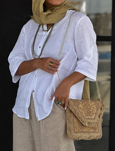 

Casual Stand Collar Loose Plain Shirt, White, Blouses & Shirts