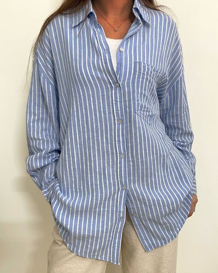 

Casual Cotton Shirt, Blue, Blouses & Shirts