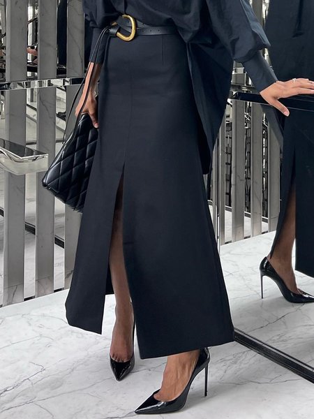 Urban Regular Fit Plain Skirt, Black, Skirts