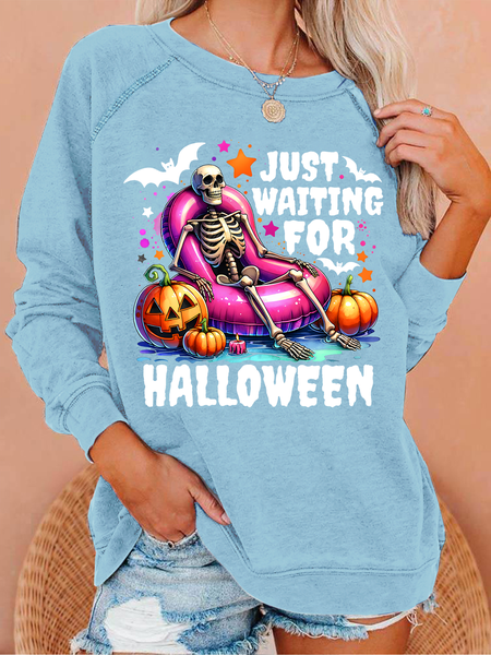 

Just Waiting for Halloween Casual Sweatshirt, Light blue, Hoodies&Sweatshirts