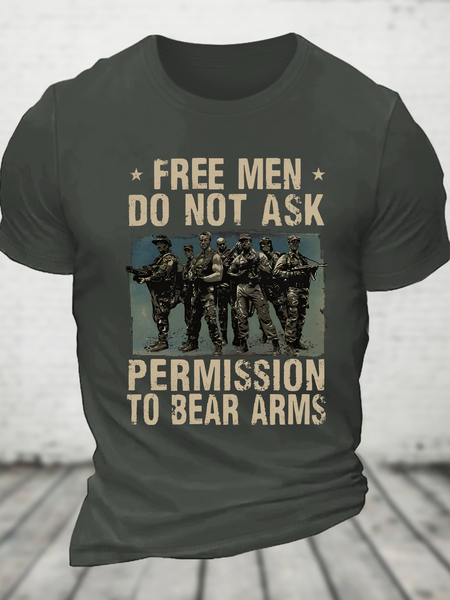 

Free Men Do Not Ask Permission To Bear Arms Cotton T-Shirt, Dark gray, Tops