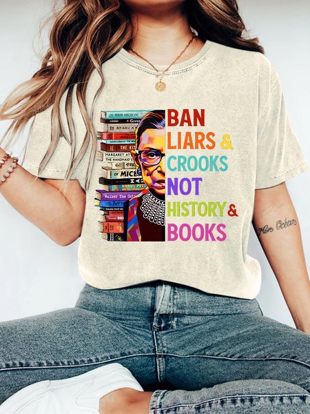 

Ban Liars And Crooks Not History And Books Book Lovers Vintage Distressed Shirt, Off white, T-shirts