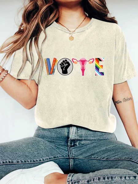 

Vote Banned Books Vintage Distressed Shirt, Off white, T-shirts