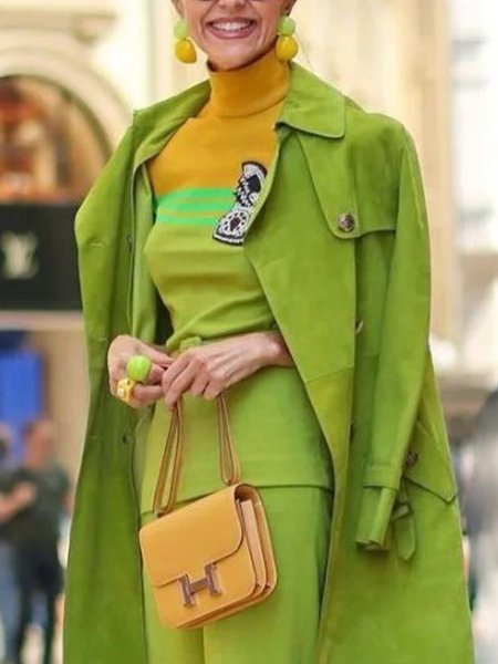

Long Sleeve Tight Color Block Casual T-Shirt, Green, Tees