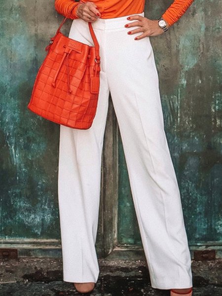 

Urban Plain Regular Fit Pocket Stitching Pants, White, Pants