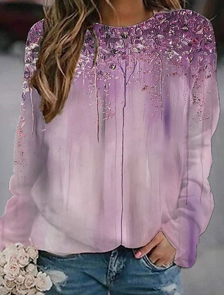 

Casual Crew Neck Abstract Sweatshirt, Pink, Sweaters