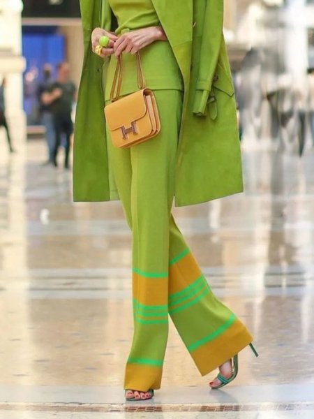 

Color Block Casual Regular Fit Pocket Stitching Pants, Green, Pants