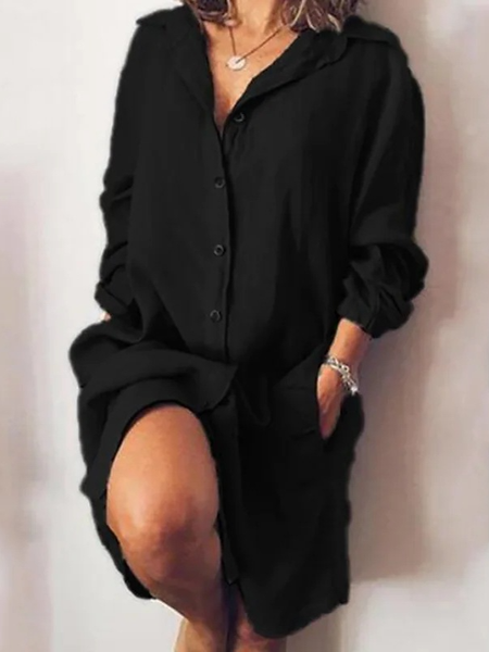 Regular Fit Casual Dress With No, Black, Midi Dresses