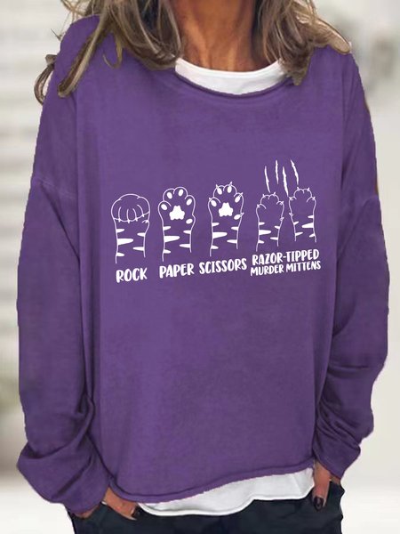 

Rock Paper Scissors Razor Tipped Murder Mittens Casual Sweatshirt, Deep purple, Hoodies&Sweatshirts