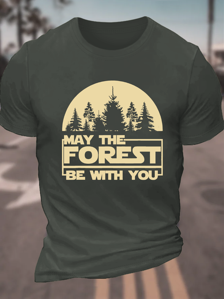 

May The Forest Be With You Cotton T-Shirt, Dark gray, T-shirts