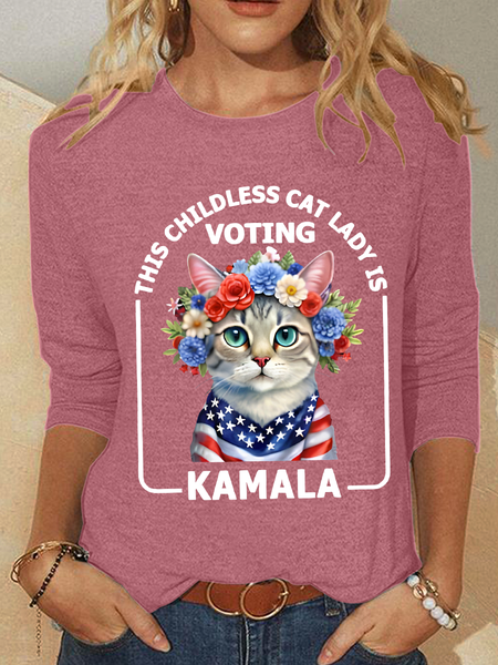 

This Childless Cat Lady, Ladies is Voting Kamala Election 24, Watermelon, Long sleeves