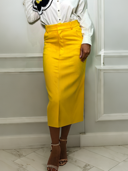 

Regular Fit Casual Plain Skirt, Yellow, Skirts