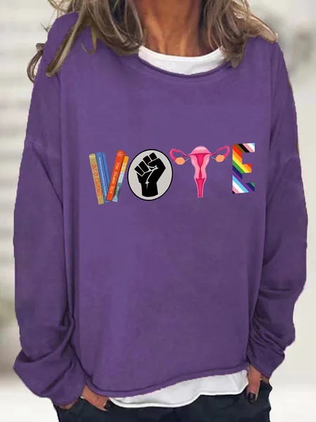 Vote Banned Books Casual Sweatshirt, Deep purple, Hoodies&Sweatshirts