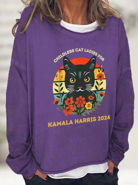 

Vintage Childless Cat Ladies For Kamala Harris 2024 Election Casual Sweatshirt, Deep purple, Hoodies&Sweatshirts