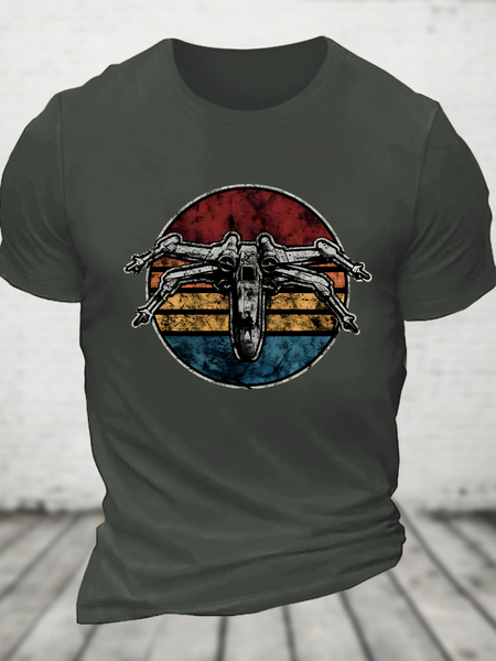 

Retro Fighter Cotton T-Shirt, Dark gray, T-shirts
