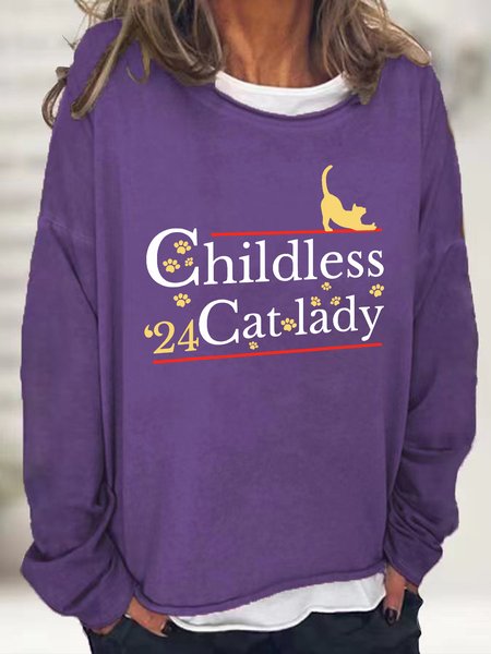 

2024 Childless Cat Lady Casual Sweatshirt, Deep purple, Hoodies&Sweatshirts