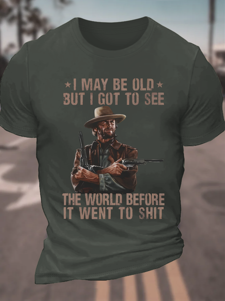 

I May Be Old Cotton T-Shirt, Dark gray, Tops