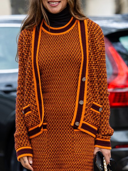 

Long Sleeve Regular Size Elegant Cardigan, Orange, Cardigans