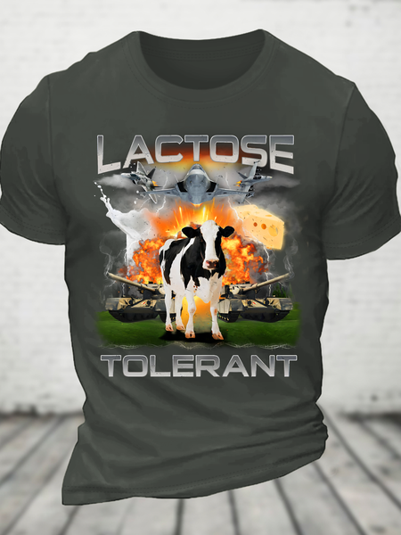 

Lactose Tolerant Funny Meme Milk Cheese Cotton T-Shirt, Dark gray, T-shirts