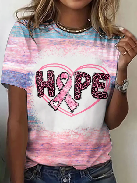 

Crew Neck Regular Fit Ombre Casual T-Shirt, Pink, T-shirts
