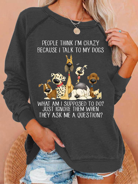 

Casual Crew Neck Text Letters Sweatshirt, Black, Hoodies & Sweatshirts