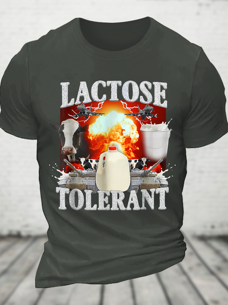 Lactose Tolerant Funny Meme Milk Cheese Cotton T-Shirt, Dark gray, T-shirts