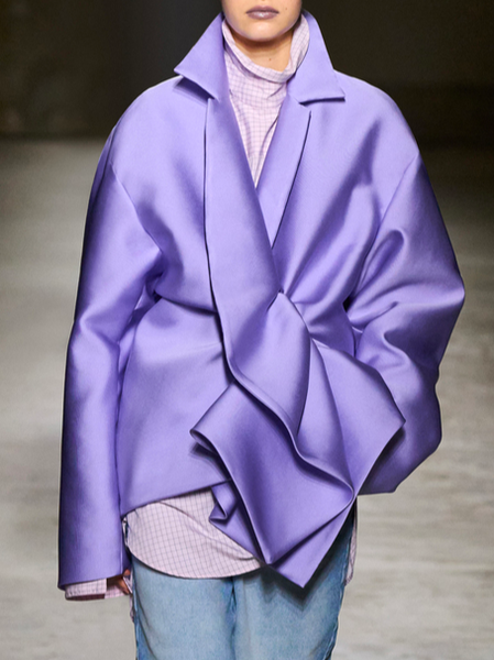 

Regular Sleeve Loose Lapel Collar Urban Plain Blazer, Purple, Blazers