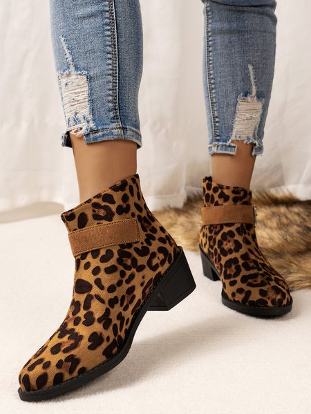 

Plain Autumn Faux Suede Chelsea Boots, Leopard, Shoes